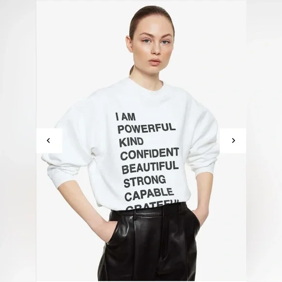 Anine Bing Ramona Empowerment Sweatshirt In White Medium - Picture 1 of 7